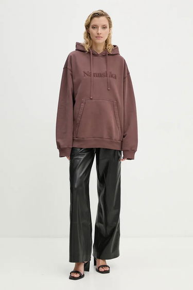 Mikina Nanushka EVER Applique Cotton Hoodie Vínová | NU24PFSH03378, 1