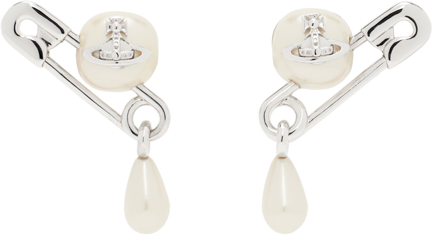 Náušnice Vivienne Westwood Vivienne Westwood Claude Pearl Drop Safety Pin Earrings Biela | 62010363-02P103-, 0