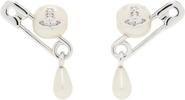 Náušnice Vivienne Westwood Vivienne Westwood Claude Pearl Drop Safety Pin Earrings Biela | 62010363-02P103-, 0