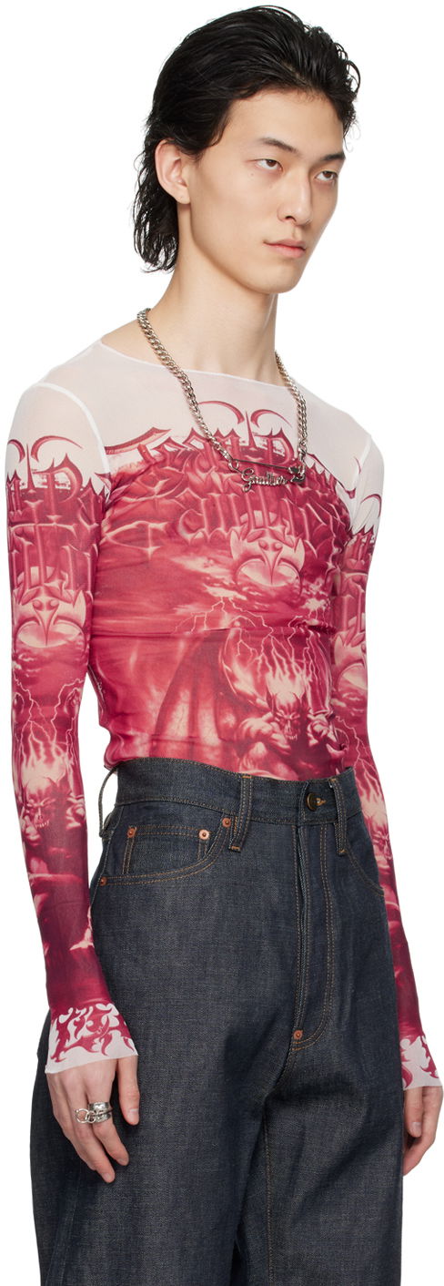 Tričko Jean Paul Gaultier Jean Paul Gaultier 'The Diablo' Graphic Print Long Sleeve T-Shirt Červená | 24/25-U-TO137-T546-0130, 1