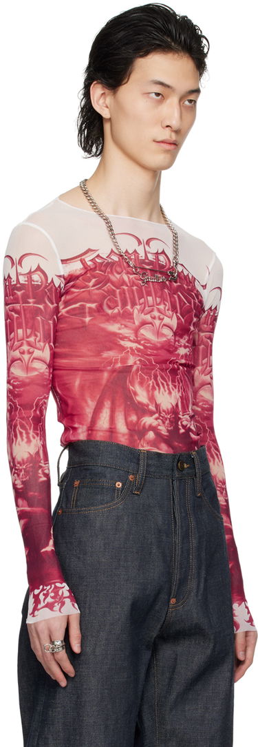 Tričko Jean Paul Gaultier Jean Paul Gaultier 'The Diablo' Graphic Print Long Sleeve T-Shirt Červená | 24/25-U-TO137-T546-0130, 1