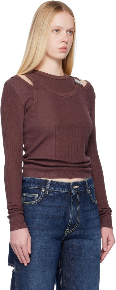 Crop Top Jean Paul Gaultier Jean Paul Gaultier Rib Cutout Fastener Top Vínová | 25/04-W-TO359-J019-28, 1