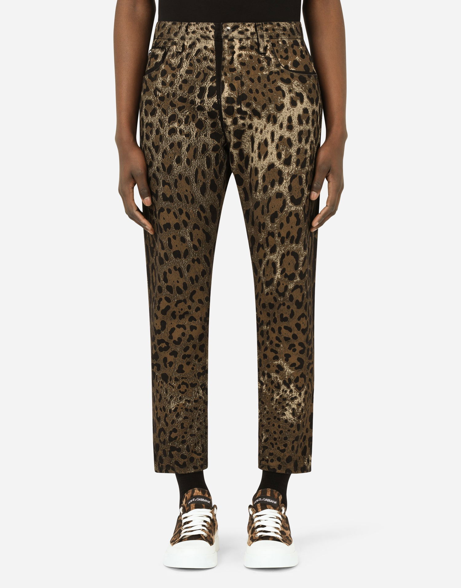 Džínsy Dolce & Gabbana Dolce & Gabbana Leopard Print Denim Pants Hnedá | GYJDADG8EI1S9001, 1