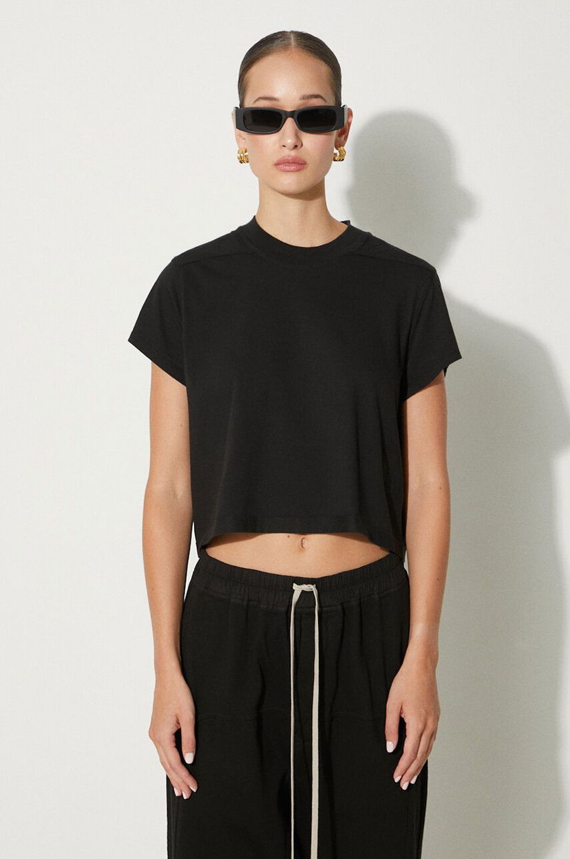 Tričko Rick Owens Cropped Small Level T-Shirt Čierna | DS02D2207.RN