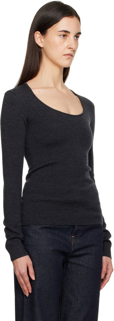 Sveter TOTEME Long-Sleeve Scoop Neck Compact Knit Top Šedá | 254-WRT0571-YA0128, 1