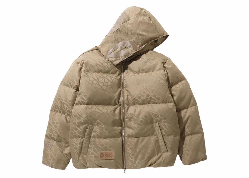 Bunda BAPE BAPE Sport Monogram Shark Hoodie Puffer Down Jacket Beige Béžová | 1J80-144-054