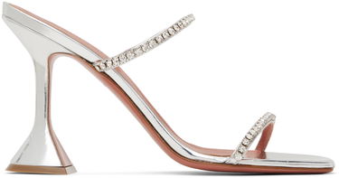 Doplnky Amina Muaddi Amina Muaddi Gilda Crystal-Embellished Heeled Sandals Metalická | GILDA SLIPPER CL MIRROR, 0