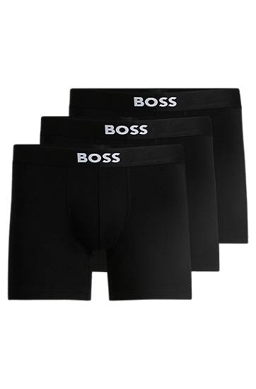 Boxerky BOSS BOSS Stretch Cotton Boxer Briefs, 3-Pack Čierna | 50544272, 0