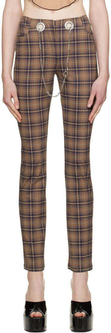 Nohavice Miaou Miaou Tommy Plaid Trousers with Chain Hnedá | 1004PTCHP, 0
