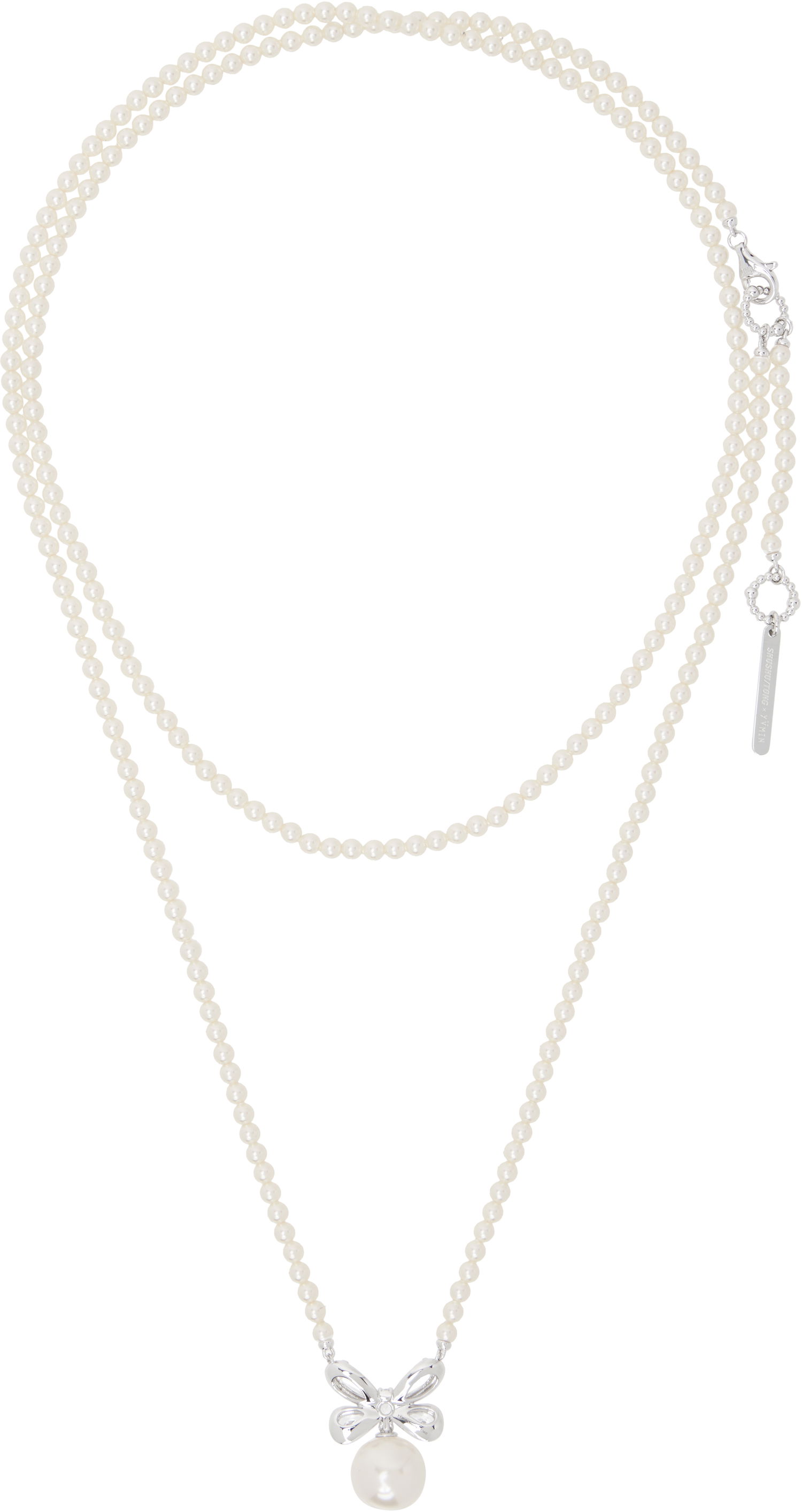 Náhrdelník SHUSHU/TONG SHUSHU/TONG Zirconia Butterfly Flower Pearl Long Necklace Biela | 24721WHT00NN, 0