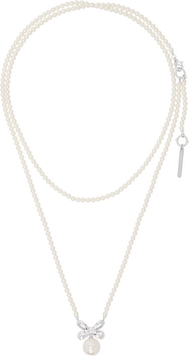 Náhrdelník SHUSHU/TONG SHUSHU/TONG Zirconia Butterfly Flower Pearl Long Necklace Biela | 24721WHT00NN, 0