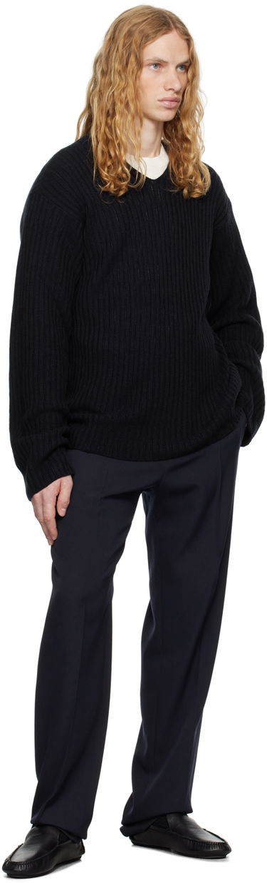 Sveter The Row The Row Gustave Ribbed V-Neck Sweater Čierna | 713-Y556, 3