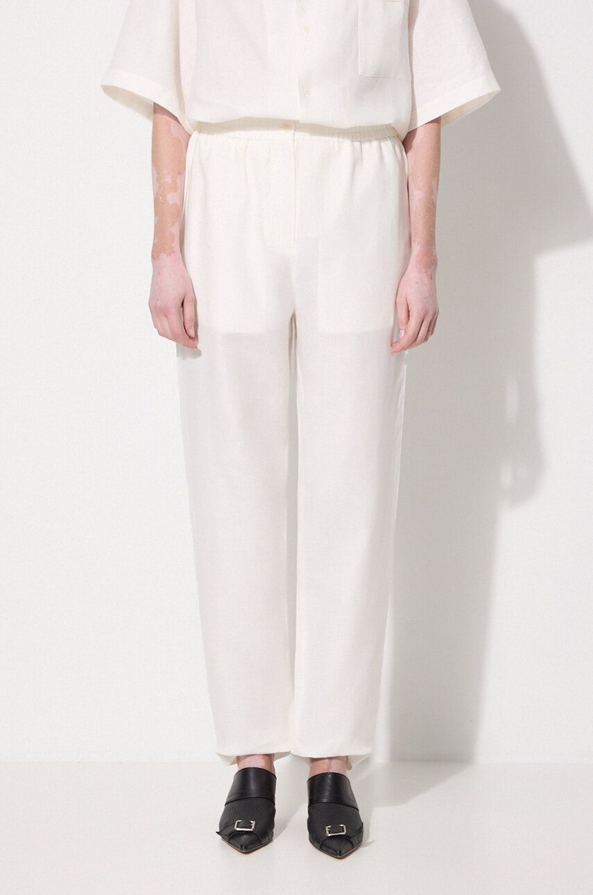 Nohavice PANGAIA Pangaia DNA Linen High Waist Trousers Biela | 10001914, 0