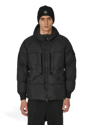 Prešívaná bunda Stone Island Crinkle Reps Hooded Down Čierna | 791540723 V0029