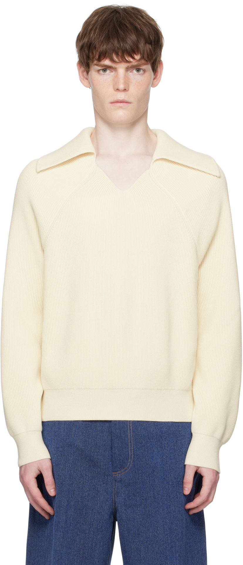 Sveter Bottega Veneta Bottega Veneta English Rib V-Neck Sweater Žltá | 820504V59X09071