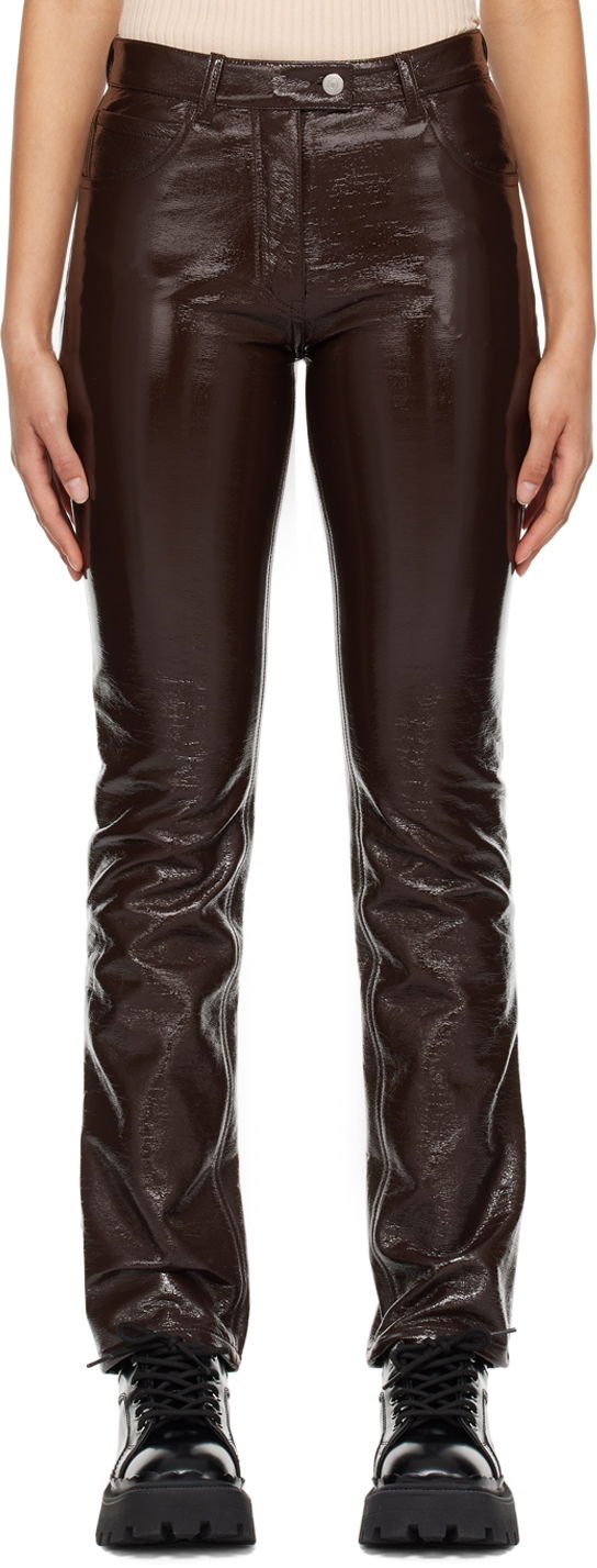 Nohavice Courrèges Five-Pocket Vinyl Trousers Hnedá | PERCPA013VY0003, 0