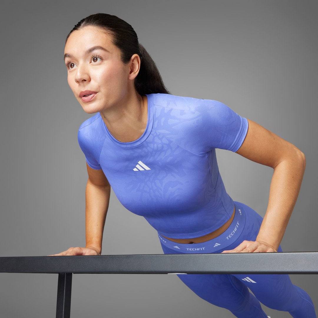 Crop Top adidas Performance Techfit Printed Crop T-Shirt Fialová | JE3638, 0