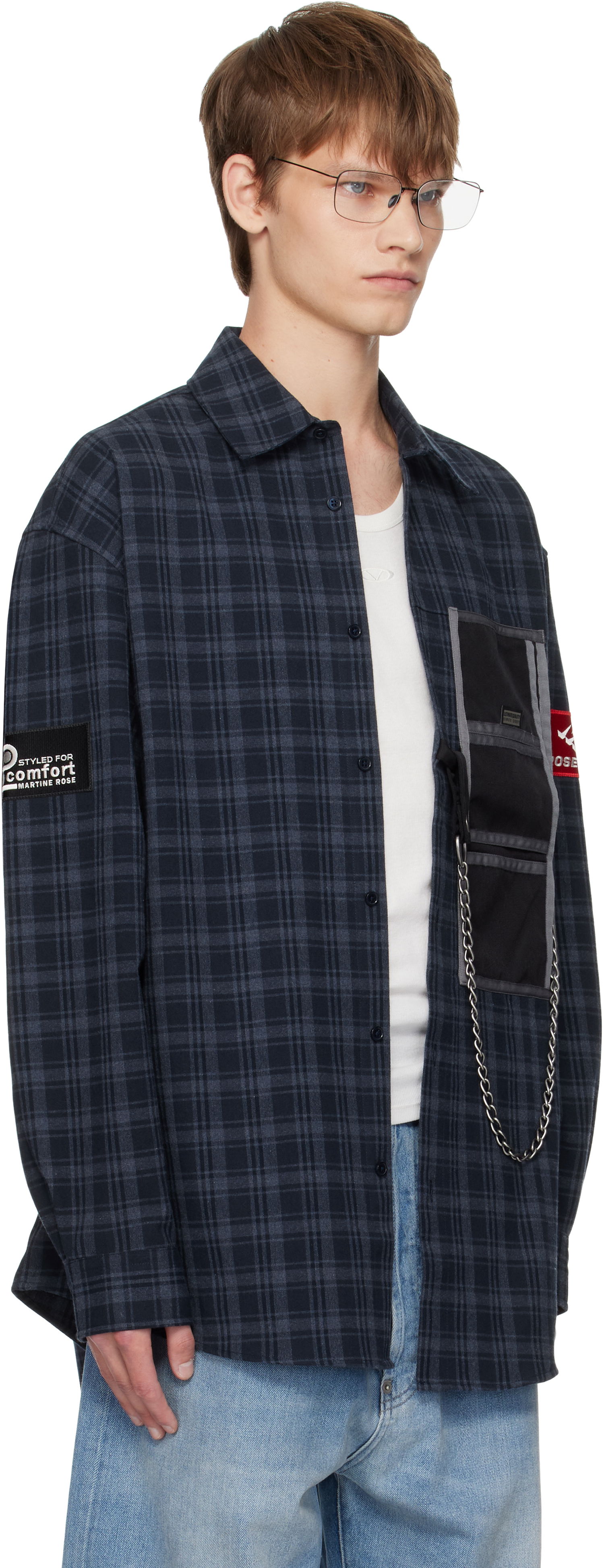 Košeľa Martine Rose Martine Rose Wallet Check Shirt Navy | 477WS32527, 1