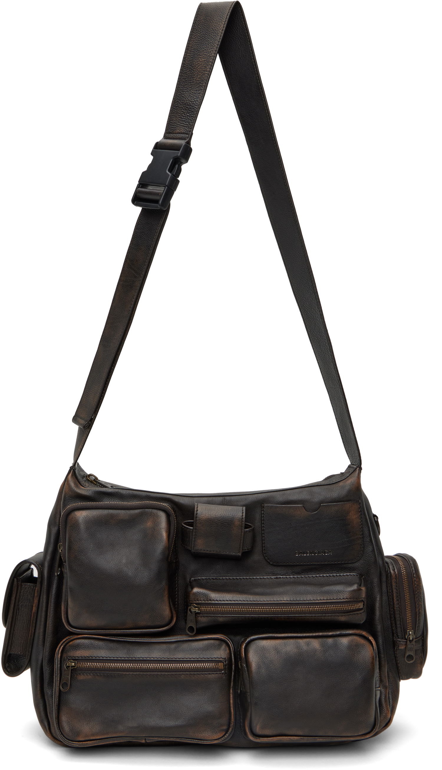 Taška cez rameno Balenciaga Balenciaga Superbusy Multi-Pocket Leather Messenger Bag Hnedá | 7852972ABFZ, 0