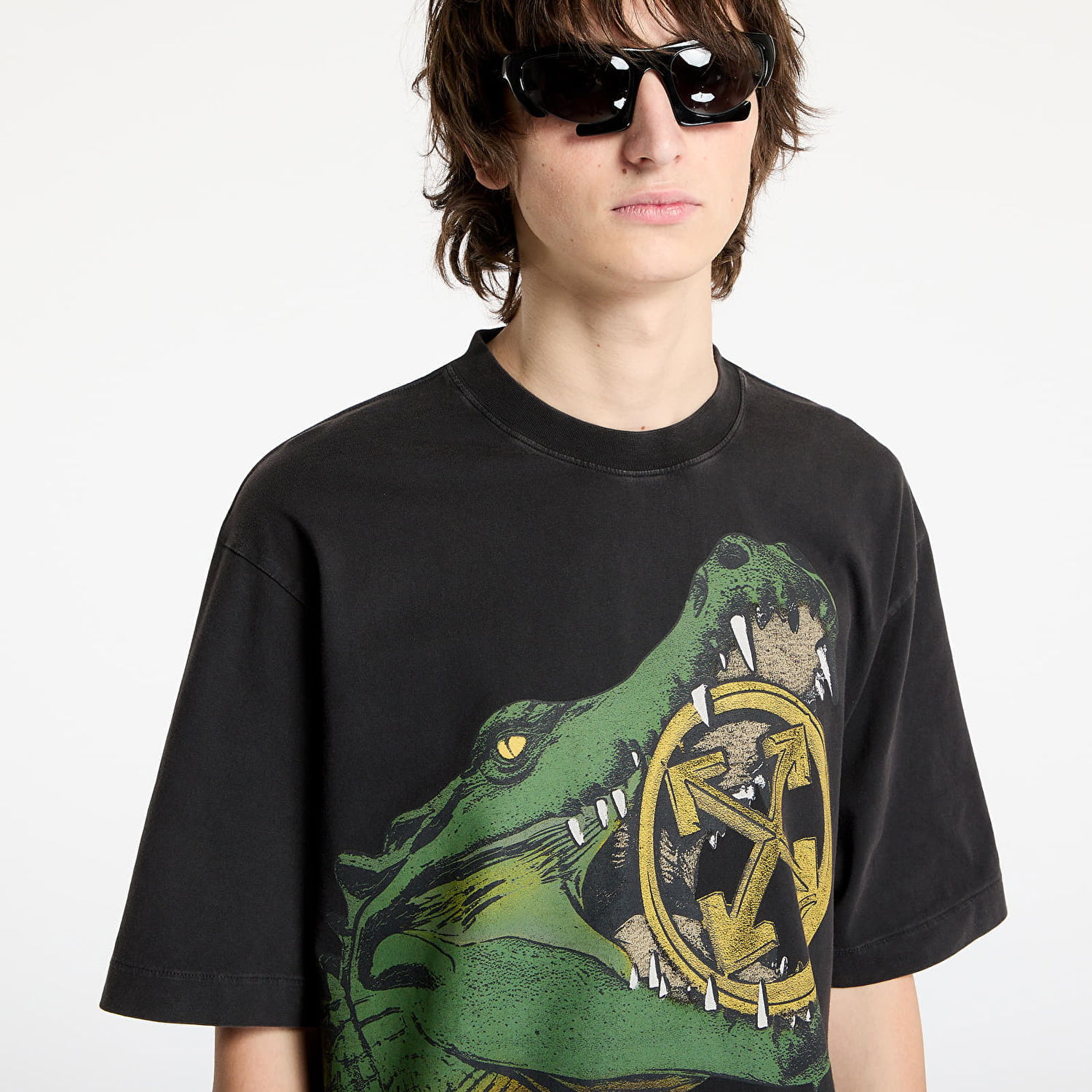 Tričko Off-White Crocodile Graphic Oversized T-Shirt Čierna | OMAA120S25JER0061301, 1