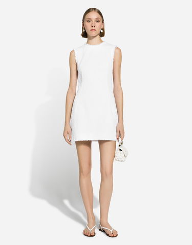 Šaty Dolce & Gabbana Short Cotton Tweed Dress Biela | F6JKDTHUMT9W0800, 1