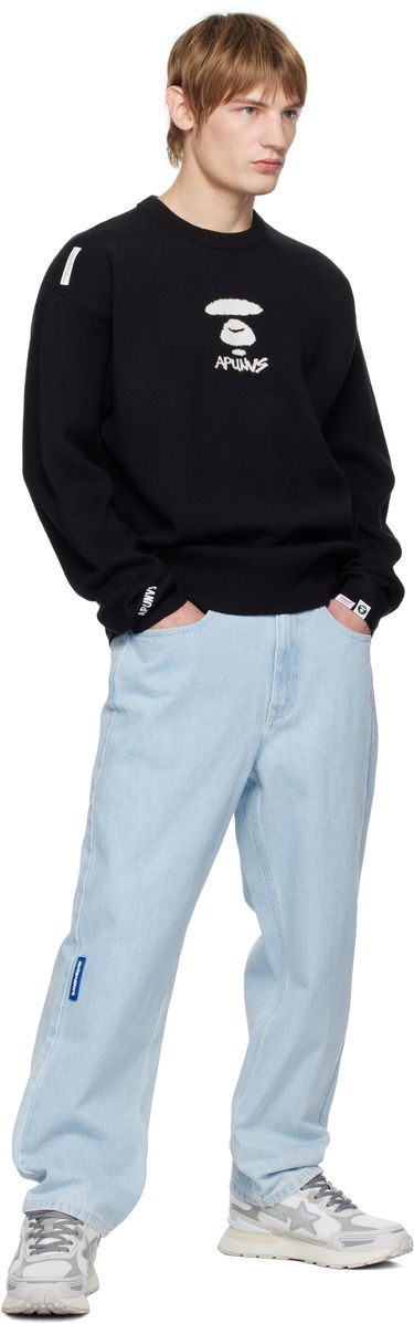 Sveter AAPE by A Bathing Ape AAPE by A Bathing Ape Moonface Logo Knit Sweater Čierna | AAPKNMB371XXNBKX, 3