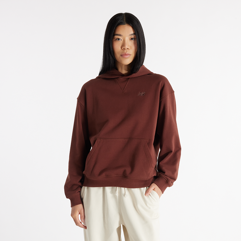 Mikina New Balance Brown Relaxed Fit Hoodie With Kangaroo Pocket Hnedá | NBWT41537ROK, 0
