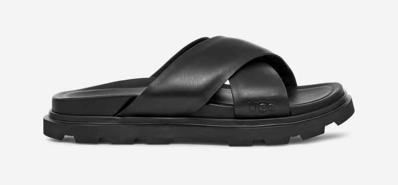 Tenisky a topánky UGG ® Capitola Cross Slide for Men in Black, Size 6, Leather Čierna | 1153076-BLK, 0