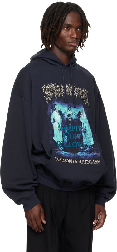 Mikina VETEMENTS Vetements Cradle of Filth 'Vampire Cult' Oversized Hoodie Navy | UCF76HD700N, 1