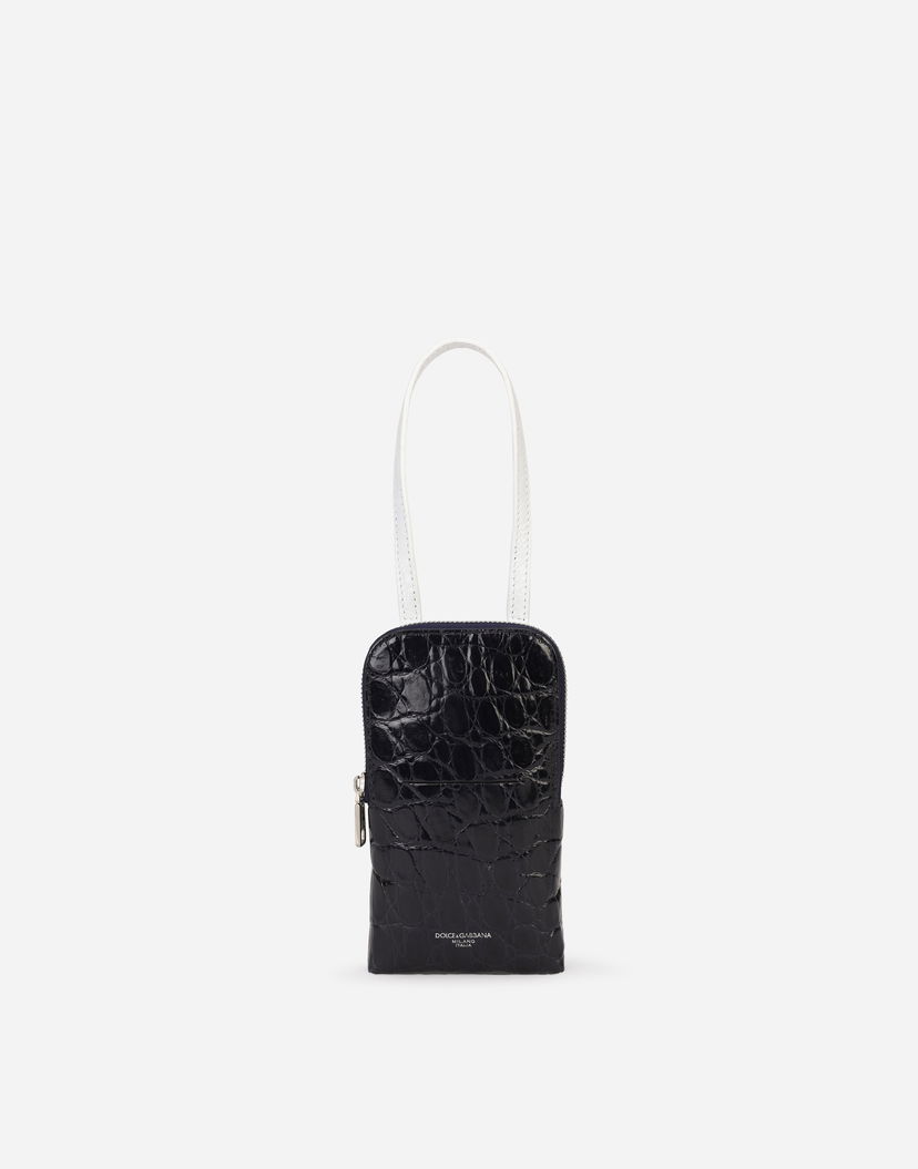 Peňaženka Dolce & Gabbana Dolce & Gabbana Alligator Skin Cell Phone Case With Heat-stamped Logo Navy | BP2575A2V7489623