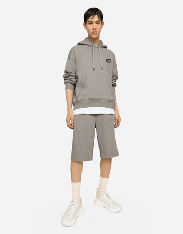 Mikina Dolce & Gabbana Jersey Hoodie With Branded Tag Šedá | G9ZU0TG7F2GS8291, 1