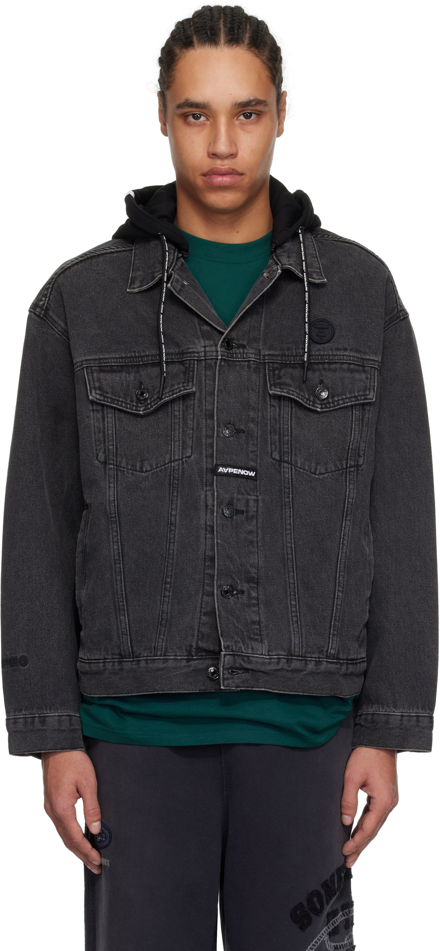 Bunda AAPE by A Bathing Ape AAPE by A Bathing Ape 'AAPE Now' Denim Jacket Čierna | AAPLJM7700XXNBKL, 0