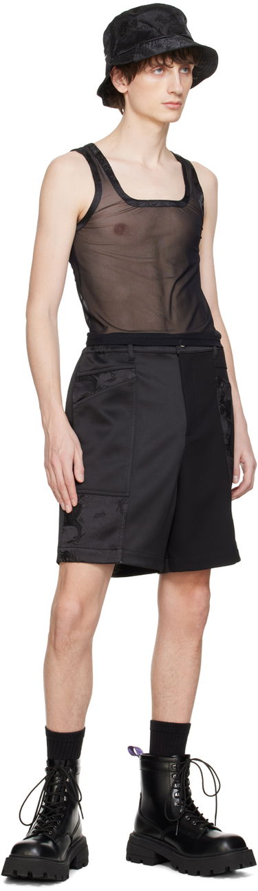 Tielko Feng Chen Wang Black Jacquard Tank Top Čierna | FMS17VS07B, 3