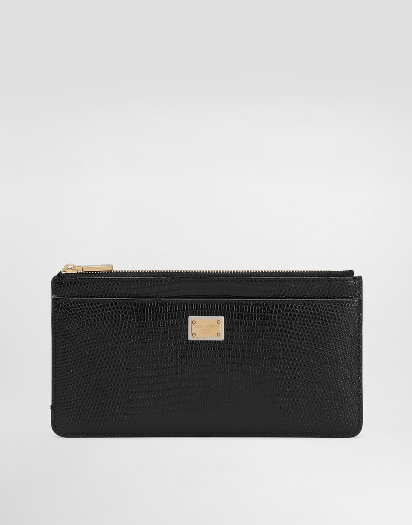 Peňaženka Dolce & Gabbana Dolce & Gabbana Iguana-Print Leather Card Holder Čierna | BI1265A109580999