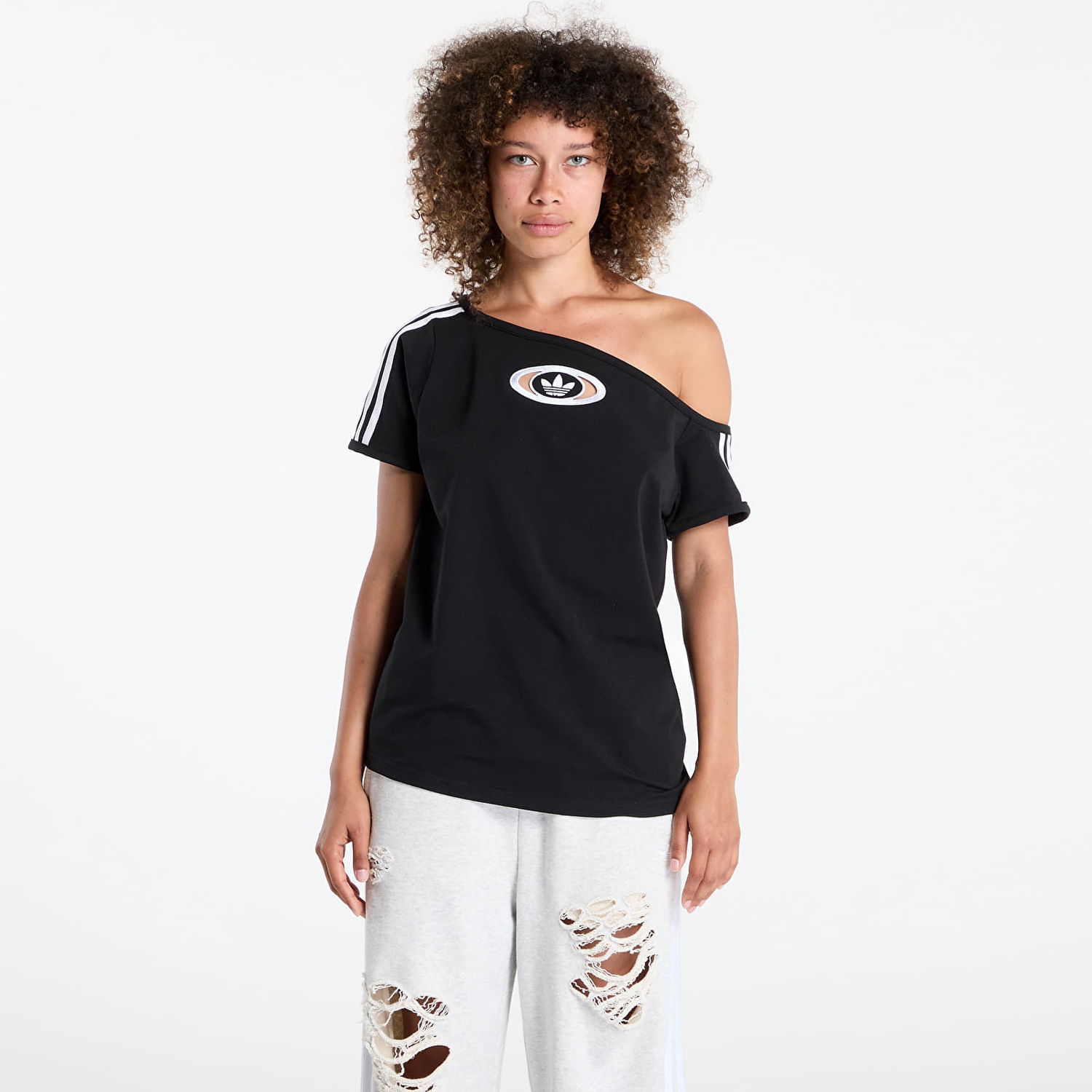 Tričko adidas Originals adidas Originals Campus 2000 Off Shoulder T-Shirt Čierna | KC8796, 0