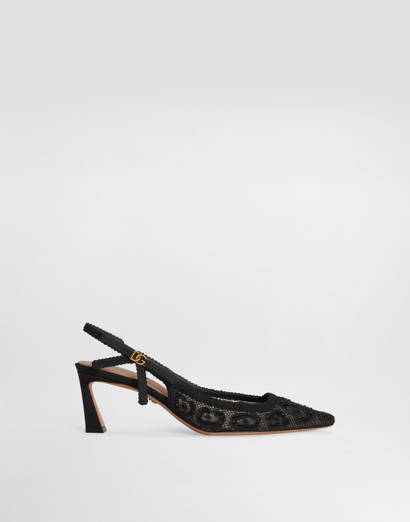 Doplnky Dolce & Gabbana Dolce & Gabbana Leopard-Design Lace Slingbacks with Rhinestones Čierna | CG0852A9S2680999