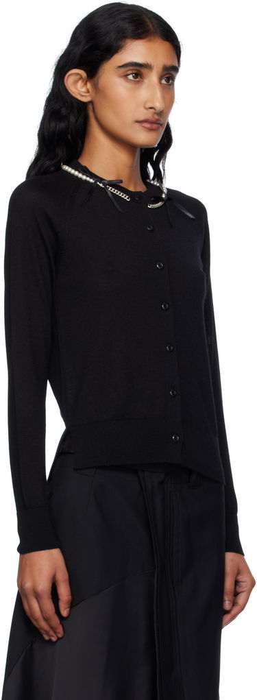 Sveter Simone Rocha Simone Rocha Pearl & Chain Bow Cardigan Čierna | KMK13B 0647, 1