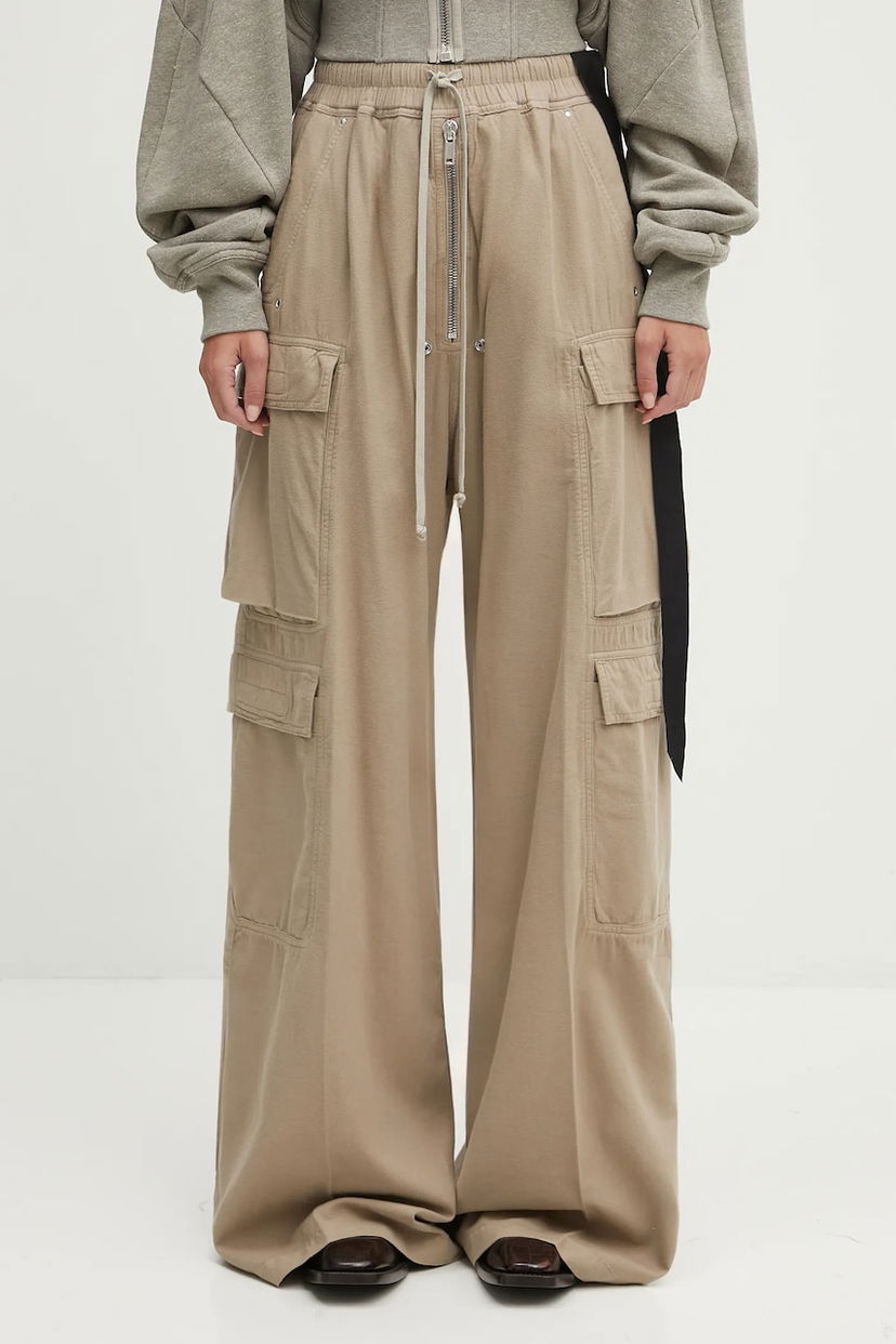 Cargo nohavice Rick Owens Rick Owens DRKSHDW Double Cargo Jumbo Belas High Waist Wide Leg Pants Béžová | DS02E7324.CFL