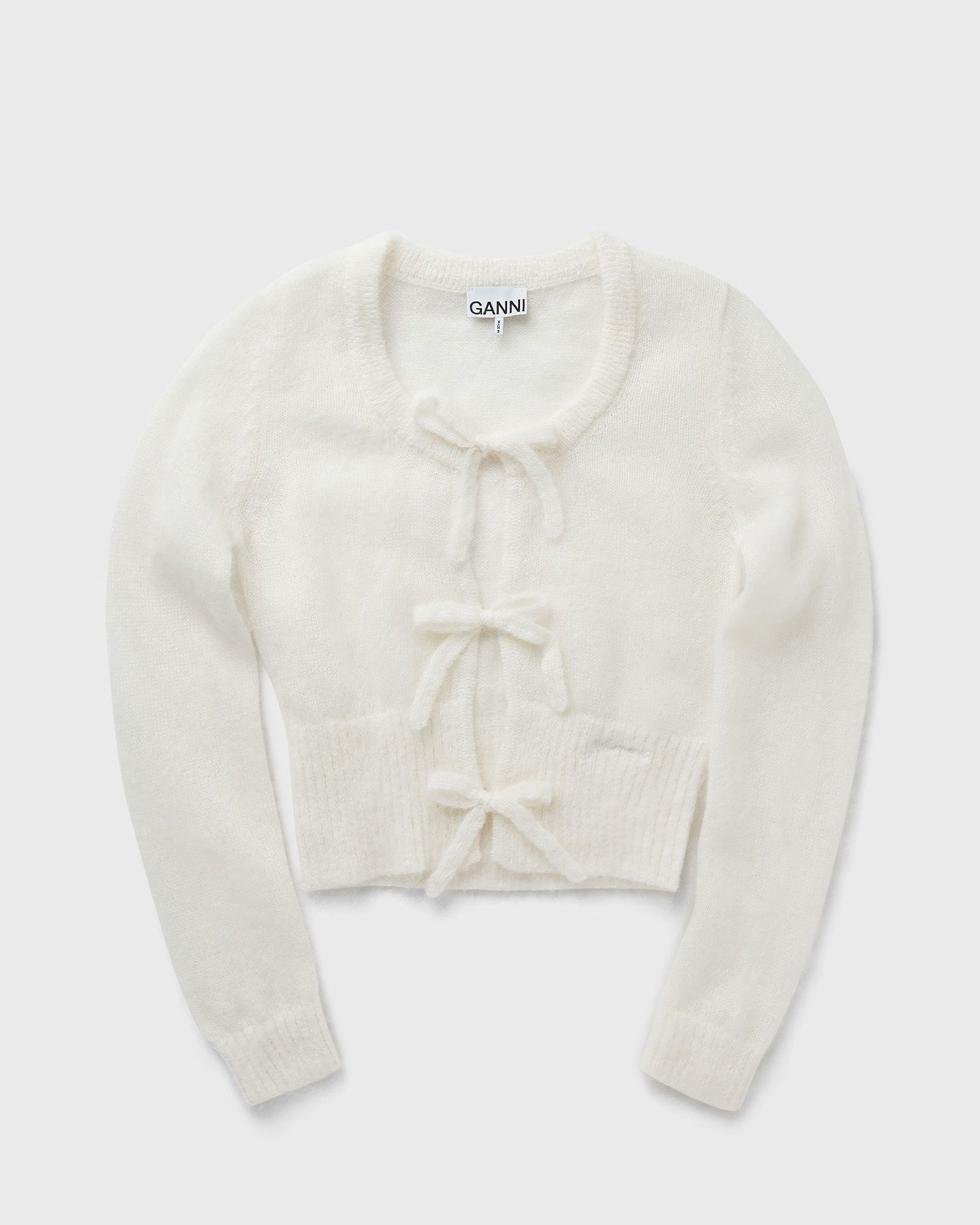 Sveter GANNI Tie String Light Mohair Cardigan Biela | K2343-135, 0