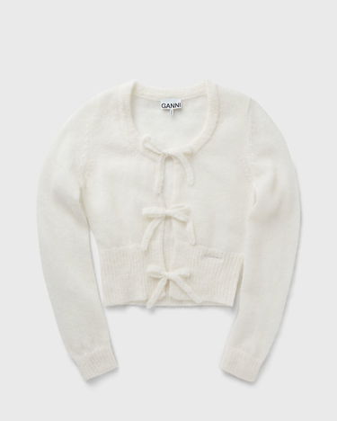 Sveter GANNI Tie String Light Mohair Cardigan Biela | K2343-135, 0