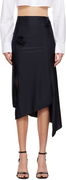 Flower Detail Asymmetrical Midi Skirt