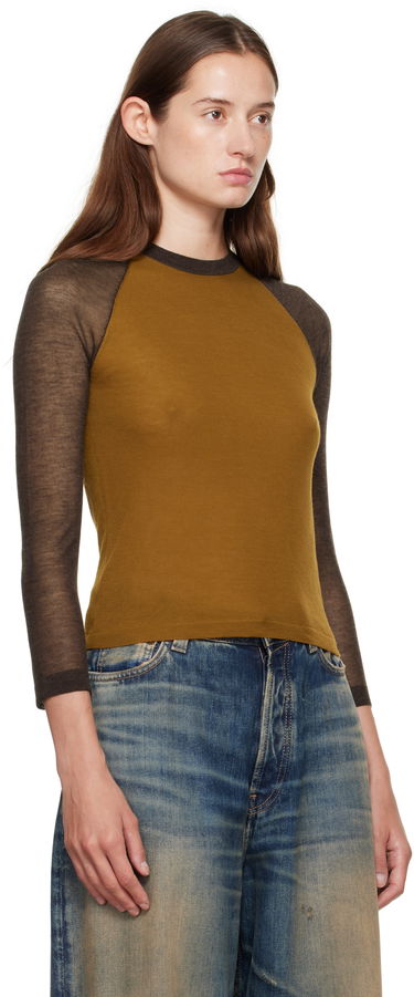 Tričko Acne Studios Acne Studios Semi-Sheer T-Shirt Hnedá | A60588-, 1