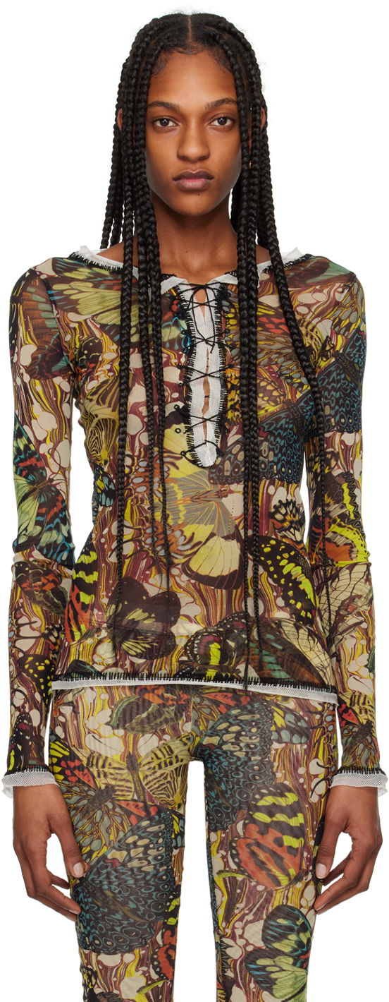 Body Jean Paul Gaultier Butterfly Print Lace-Up Long Sleeve Top Rôznofarebný | 24/25-F-TO133-T545-1090, 0