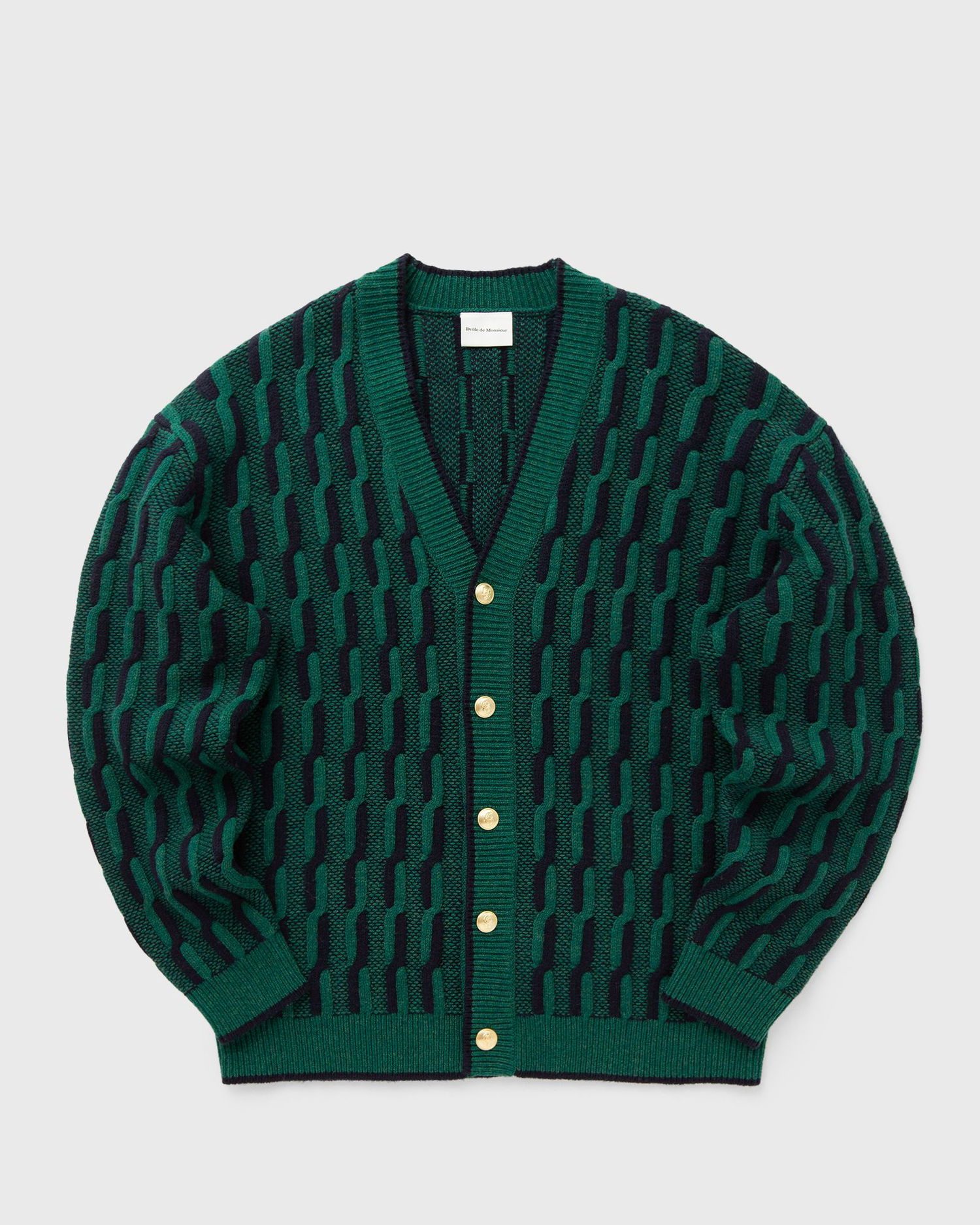 Sveter Drôle de Monsieur Two Tone Knit Cardigan Zelené | F-CA150-WO018-DGN, 0