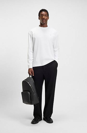 Tričko BOSS Mercerised-cotton T-shirt with Double B monogram Biela | 50557846, 1