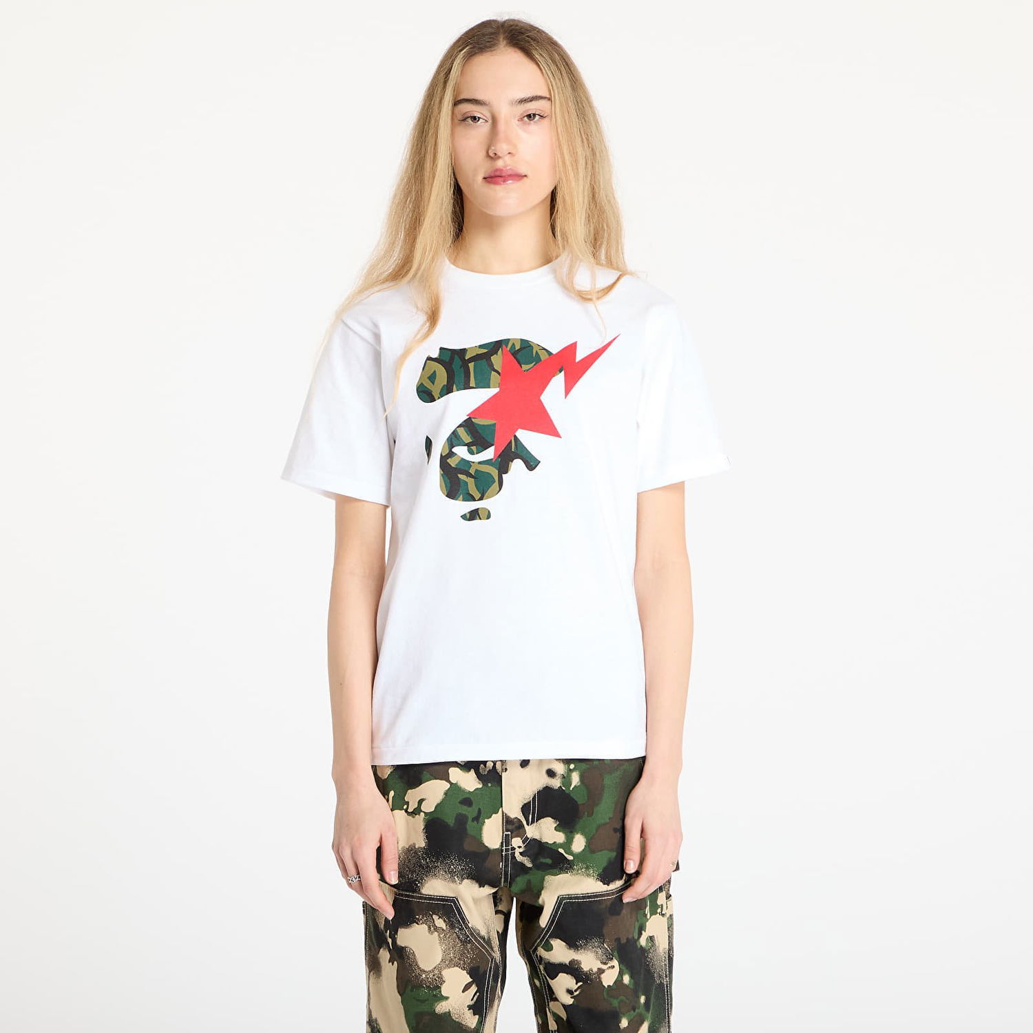 Tričko BAPE A BATHING APE Trial Camo Face Sta Tee Biela | 001TEL301035MWH0, 0