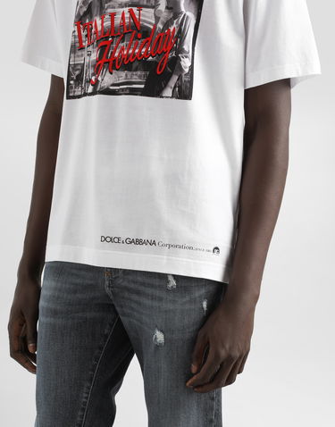 Tričko Dolce & Gabbana Dolce & Gabbana Cotton T-Shirt with "Italian Holiday" Print Biela | G8PN9TG7O4TW0800, 3