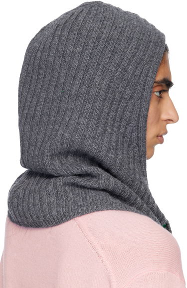 Klobúk GANNI Ribbed Wool Mix Balaclava Šedá | A6925, 2