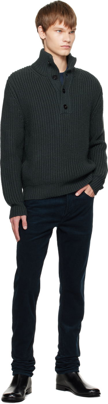 Sveter Tom Ford TOM FORD Cashmere Wool Half Button Sweater Zelené | KTL006-YMW090, 3