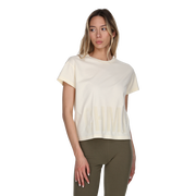 Short-sleeved Round Neck Cotton T-Shirt with Textured Print VELOUR